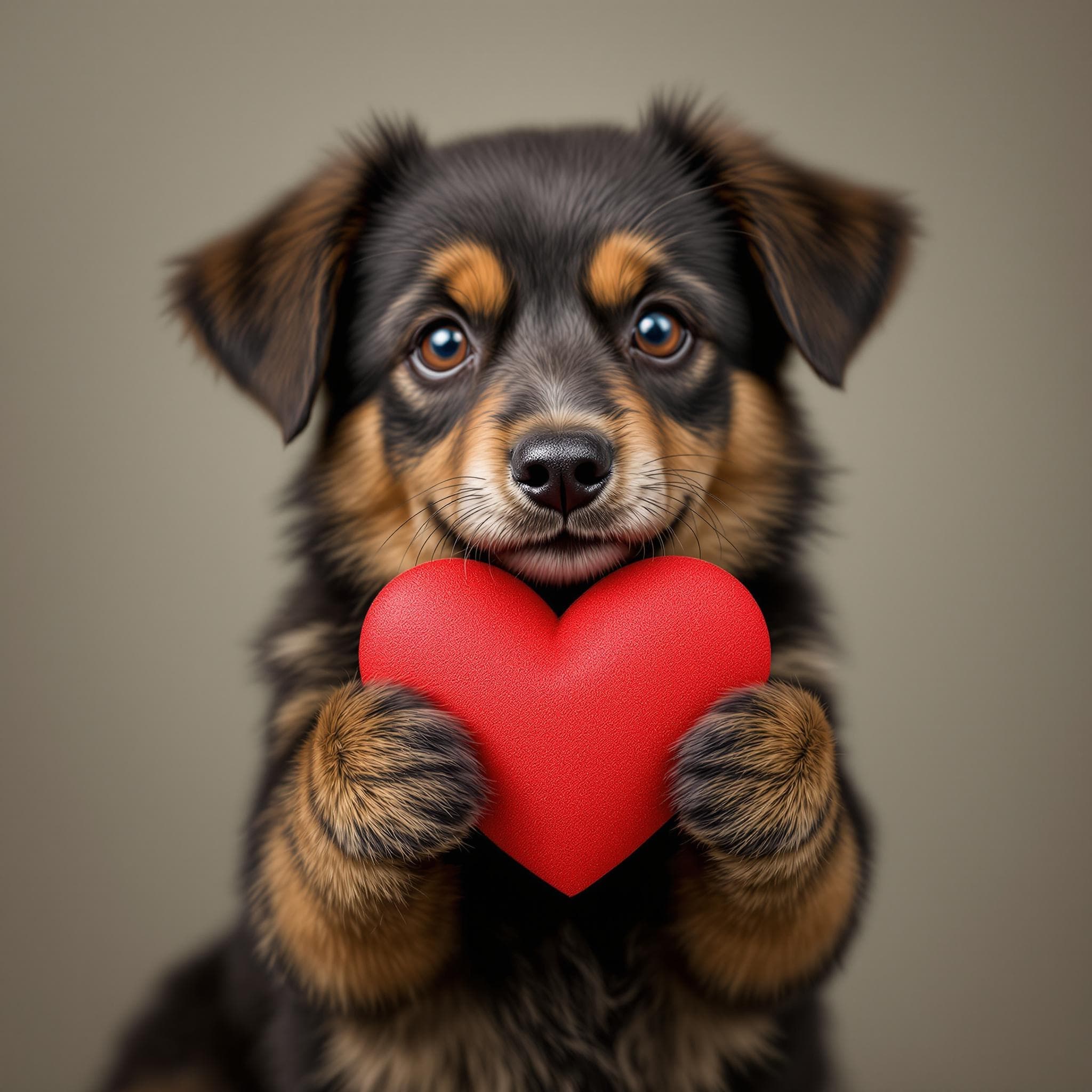 AI generated Pet Portrait of Cute dog holding a heart-shaped gift🌹