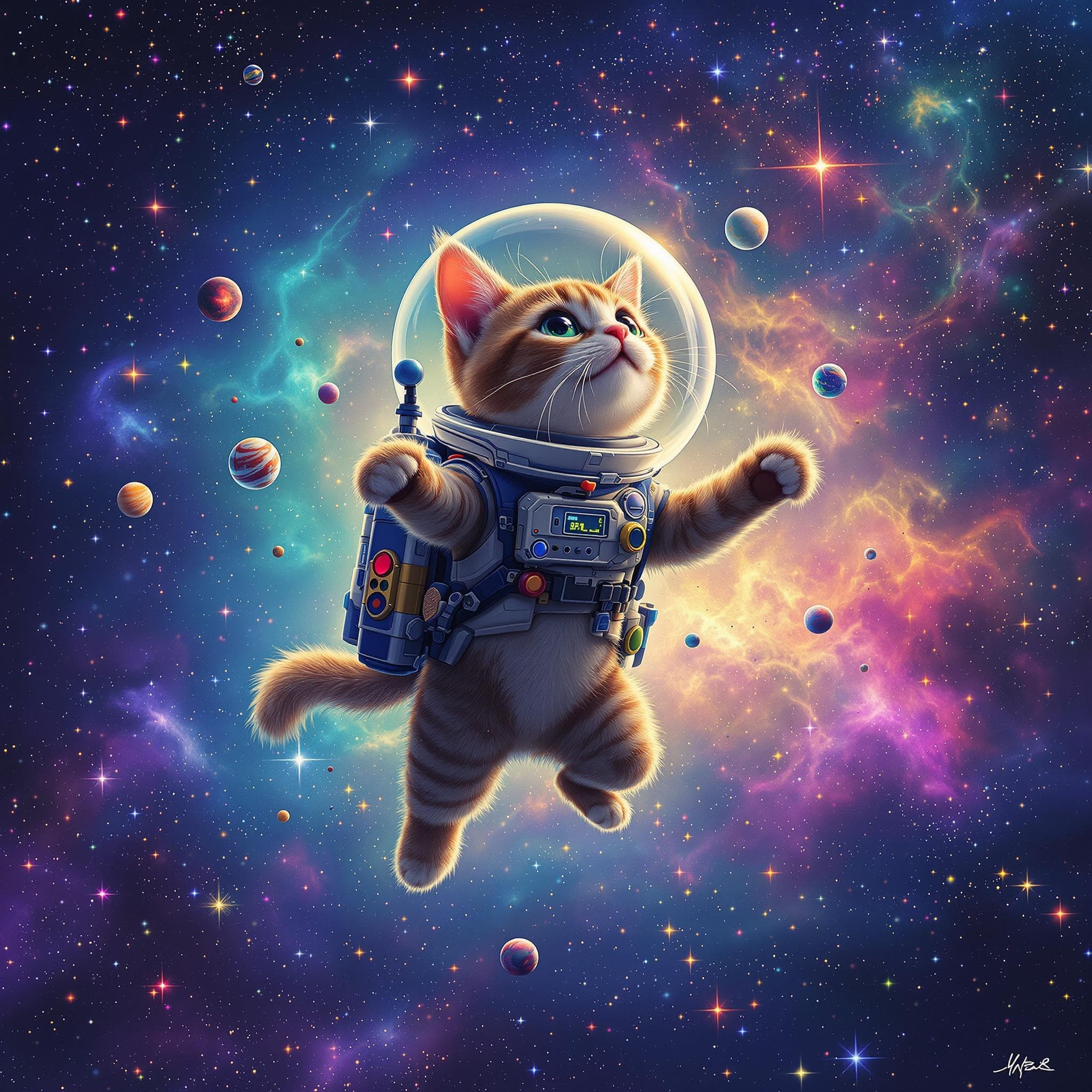 AI generated Pet Portrait of Space explorer cat in a galaxy 🚀